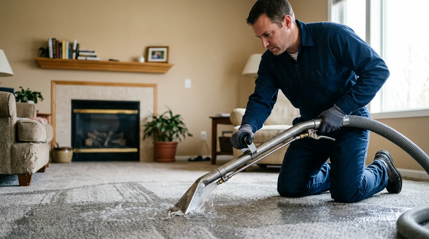Water damage restoration technician working near White Plains, NY